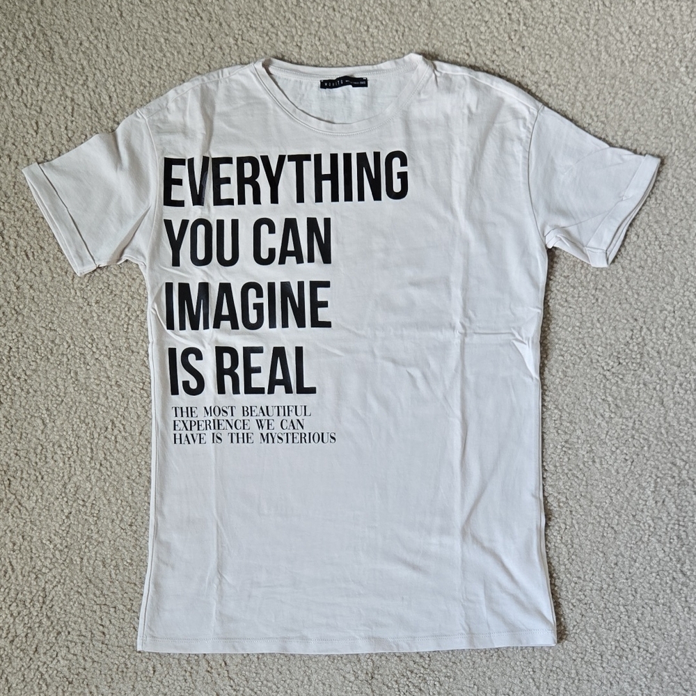 NWOT Mohito Nude Tee with Black Motivational Text Size XXS